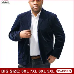 GROOMXLUXE Large Size Mens Corduroy Blazer Jacket Oversized Vintage Business Casual Wear Two Buttons Sport Suit Coat 8xl 7xl 6xl