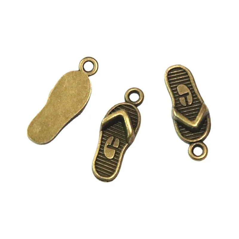 50Pcs Slipper Flip Flops Charms 21*8MM Antique Bronze Plated Shoes Pendant Vintage DIY Bracelet Necklace