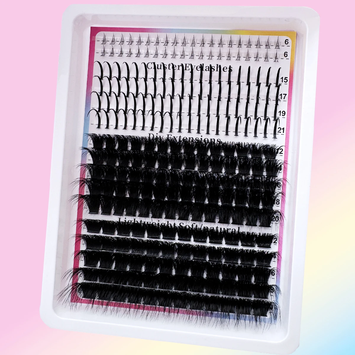 4 Stile Manga Wimpernbüschel, Einzelne Wimpernbüschel mit Spitzen, Spikes + Untere Wimpern + 60D-200D Natürlicher Look, 6-21mm Gemischte Längen – Detail 6