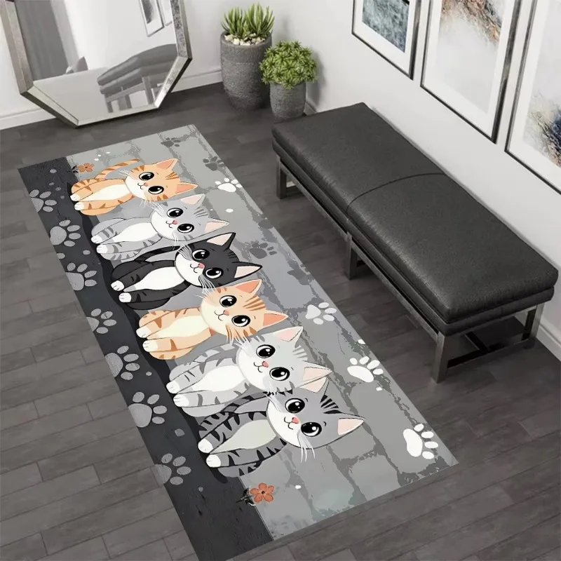 Cute Cat Print Laundry Room Kitchen Mat Machine Washable Rug Non-slip Mat for Kitchen Laundry,home Decor Entrance Doormat