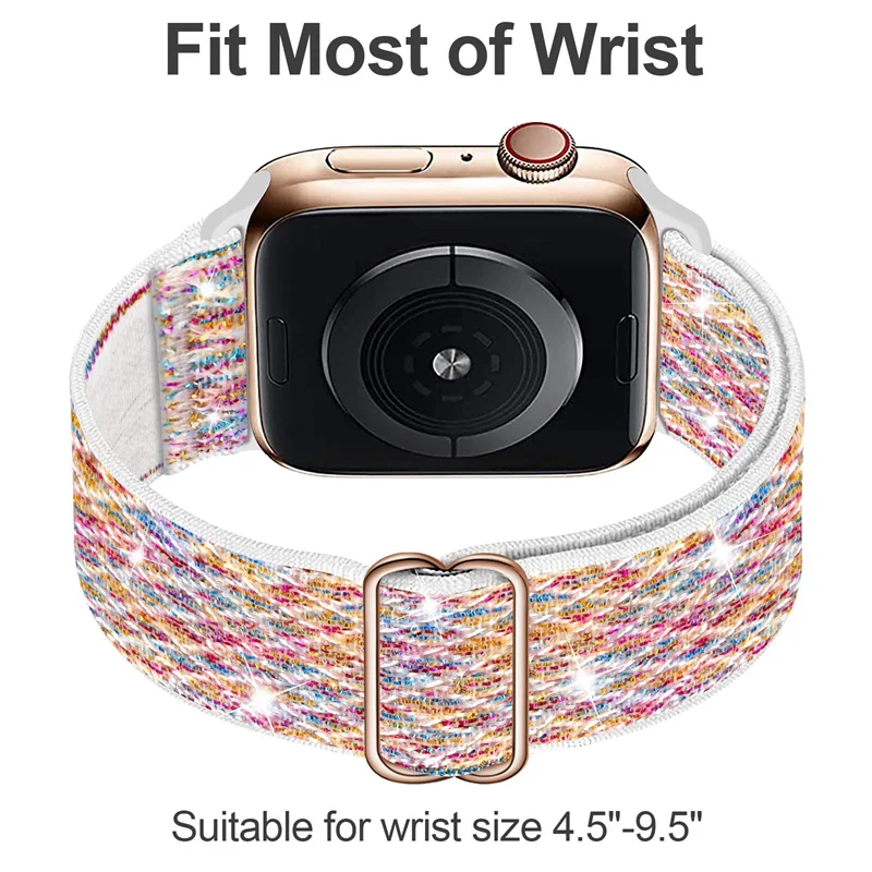 Apple Watch用の伸縮性ナイロンストラップ,ボヘミアンスタイルのブレスレット,Apple Watch用,iwatch 6,5,4,3,se,44mm, 45mm,ultra2,49mm,シリーズ9,8シリーズ7, 38mm, 42mm, 40mm, 41mm