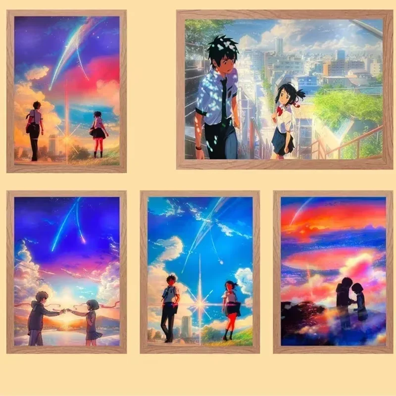 Personalized LED Anime your Name Art Light, HD Photo Frame with USB Dimming,Romantic Valentine's Day Home Decor Mood Night Light