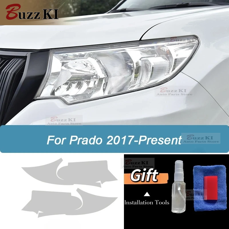 

For Toyota Land Cruiser Prado 150 2017-On Car Headlight Protective Anti-scratch Car Film Smoked Black Transparent TPU Sticker