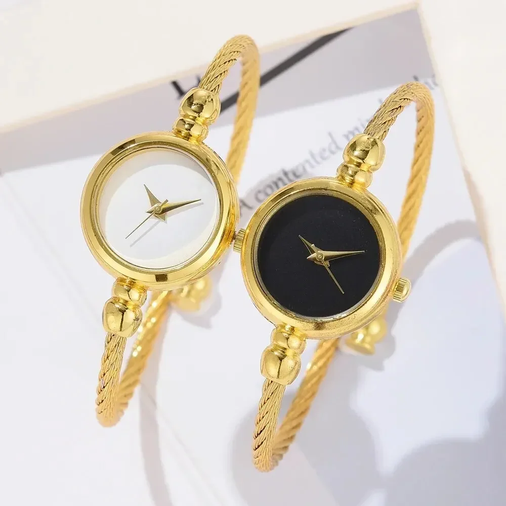 Jam tangan wanita mewah modis 2PCS jam tangan wanita Strap halus emas jam tangan wanita untuk gelang jam tangan wanita jam tangan wanita Relojes