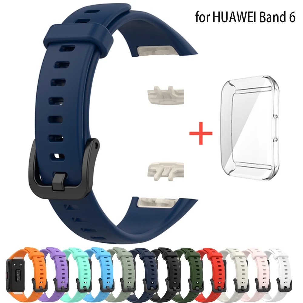 

Silicone correa For Huawei Band 6 strap 6 Pro Strap With TPU Full Screen Protector Case Replacement bracelet Honor Band 6 Strap