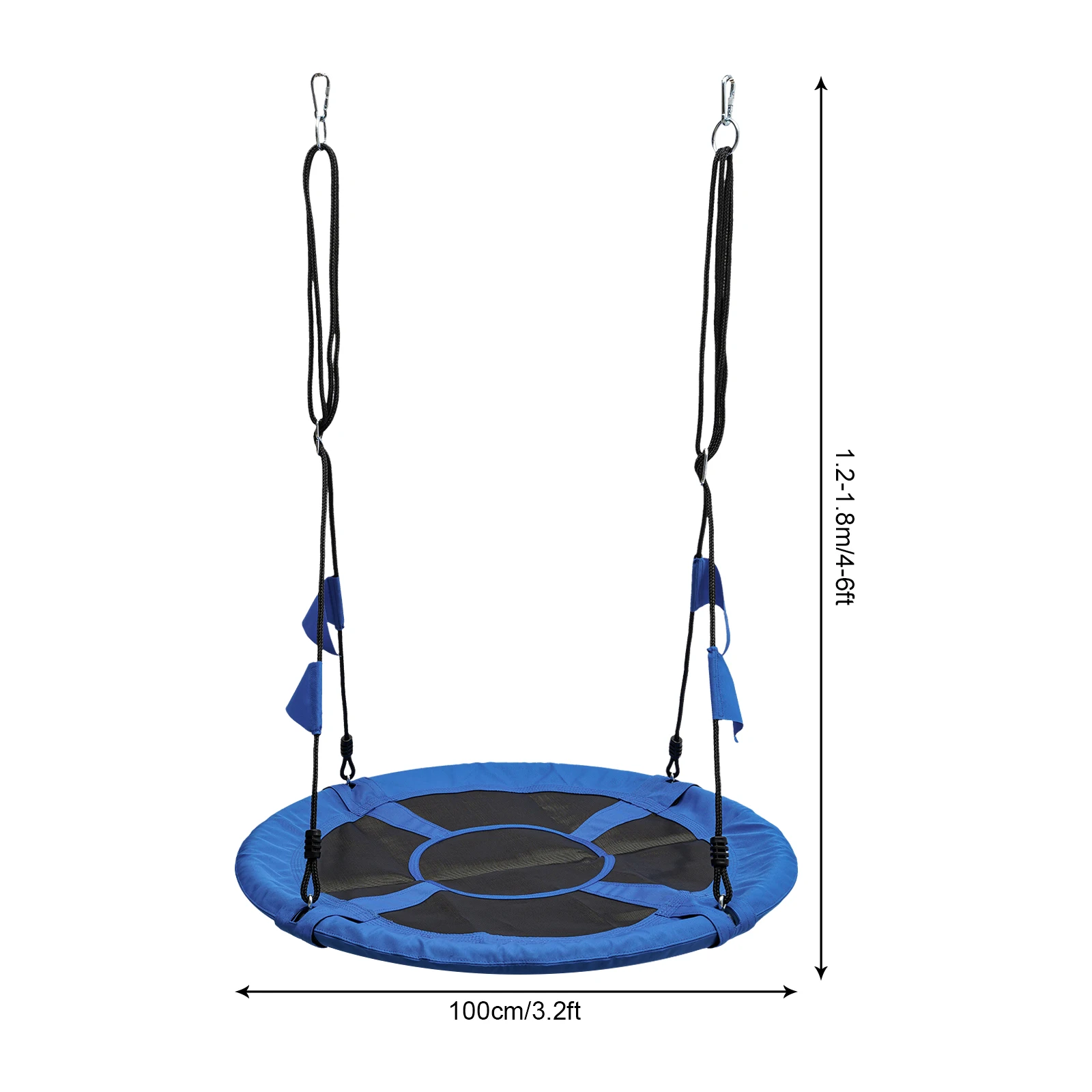 661 Pound 3.2-Foot Children's Adult Swing Oxford Waterproof, With Tree Ties, Steel Frame, And Adjustable Ropes-Blue