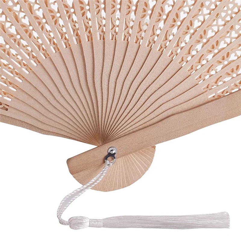 20 Sets Wooden Hand Fan Wooden Folding Fan Favors Wooden Fan with Gift Bags and Thank You Tag and Tassels