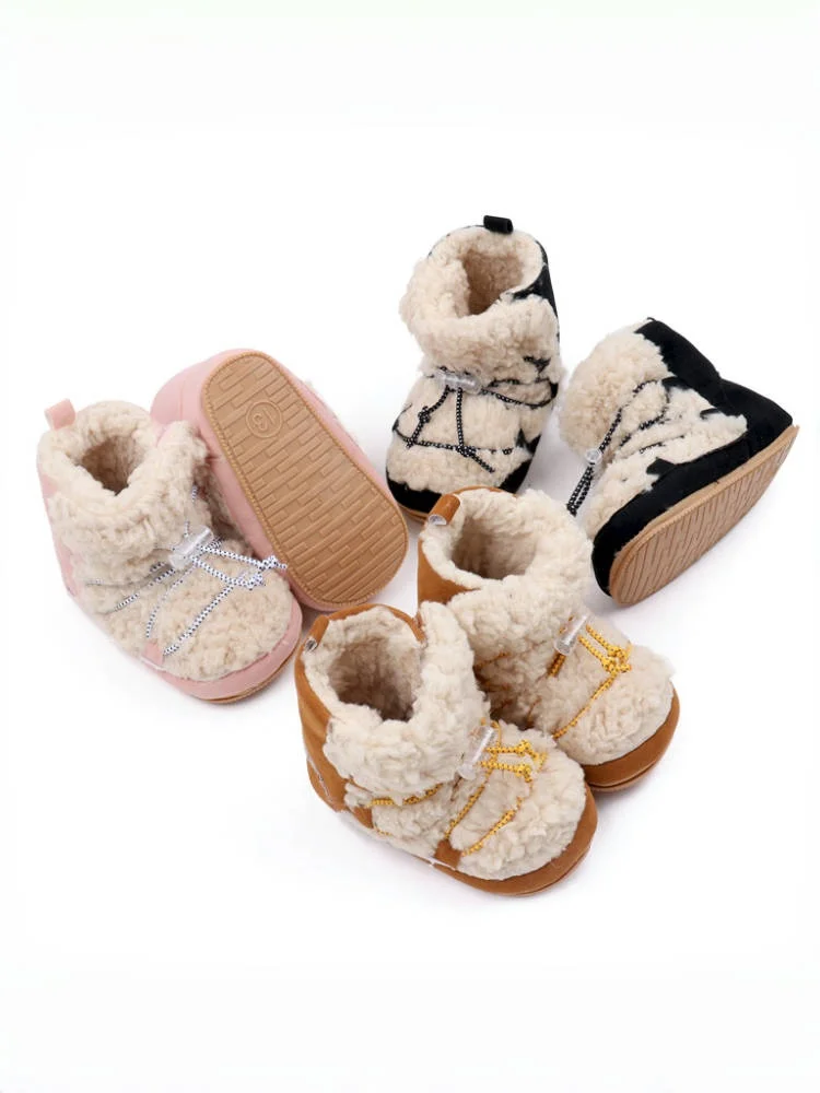 Yibubu Brown Baby Shoes Cute and Fashionable Warm Flat Boots for Babies Indoor with Anti-Skid Feature Newborns Sandals In Winner