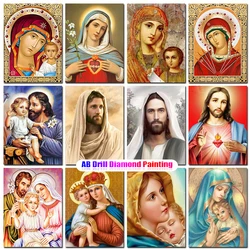 Diy Jesus Embroidery Virgin Mary Diamond Painting AB Religious Rhinestone Cross Stitch Handmade Gifts Mosaic Home Decoration