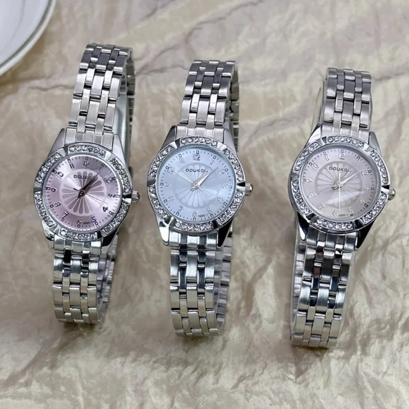 Diamond Studded Dial Watch for Women Fashion Steel Strap Fashion Ladies Quartz Wristwatches Gift Dropshipping Female Clock