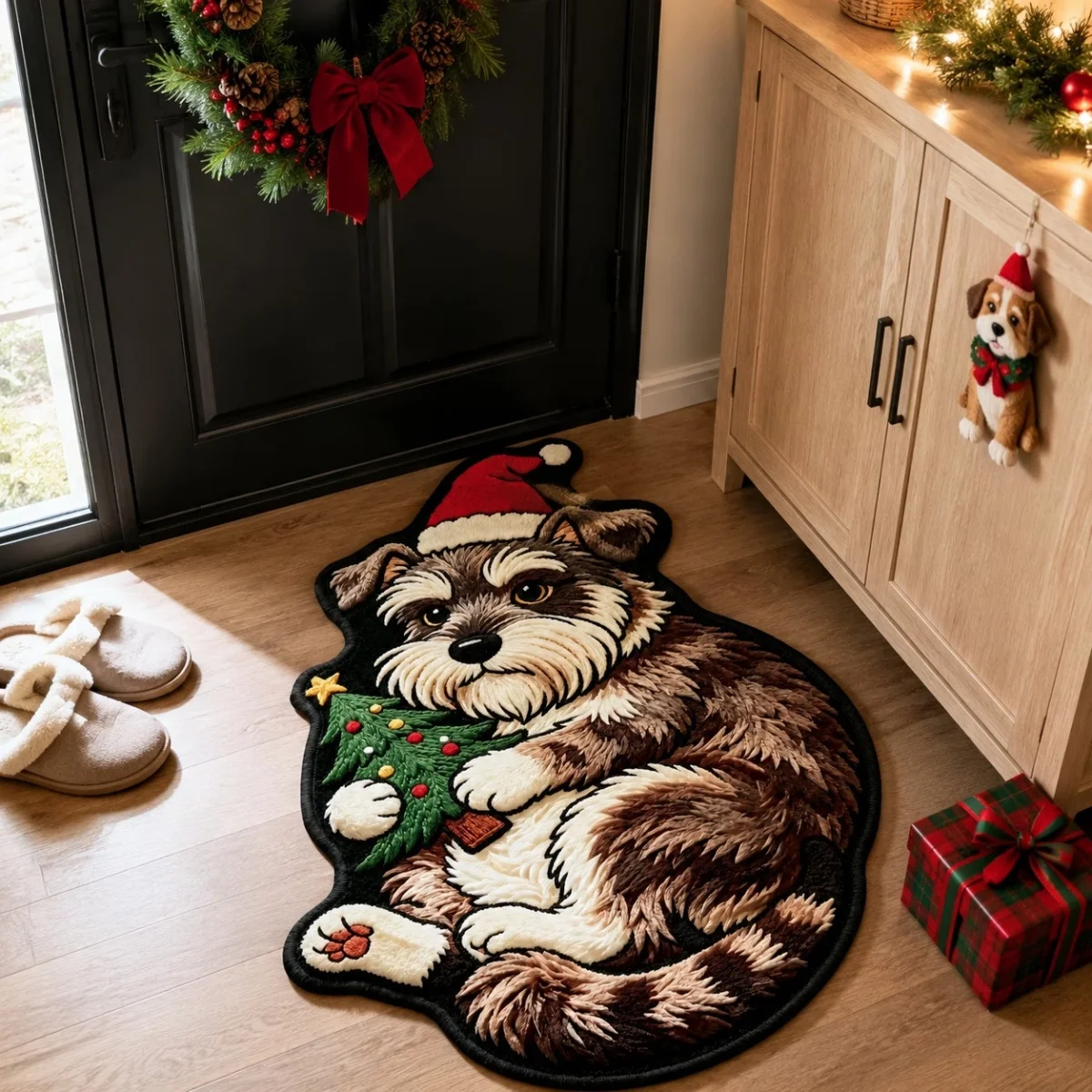 B16 Star Shaped Christmas Snowman Rug Snowflake Pattern Floor Mat Holiday Home Decoration Washable Living Room Decorative Carpet