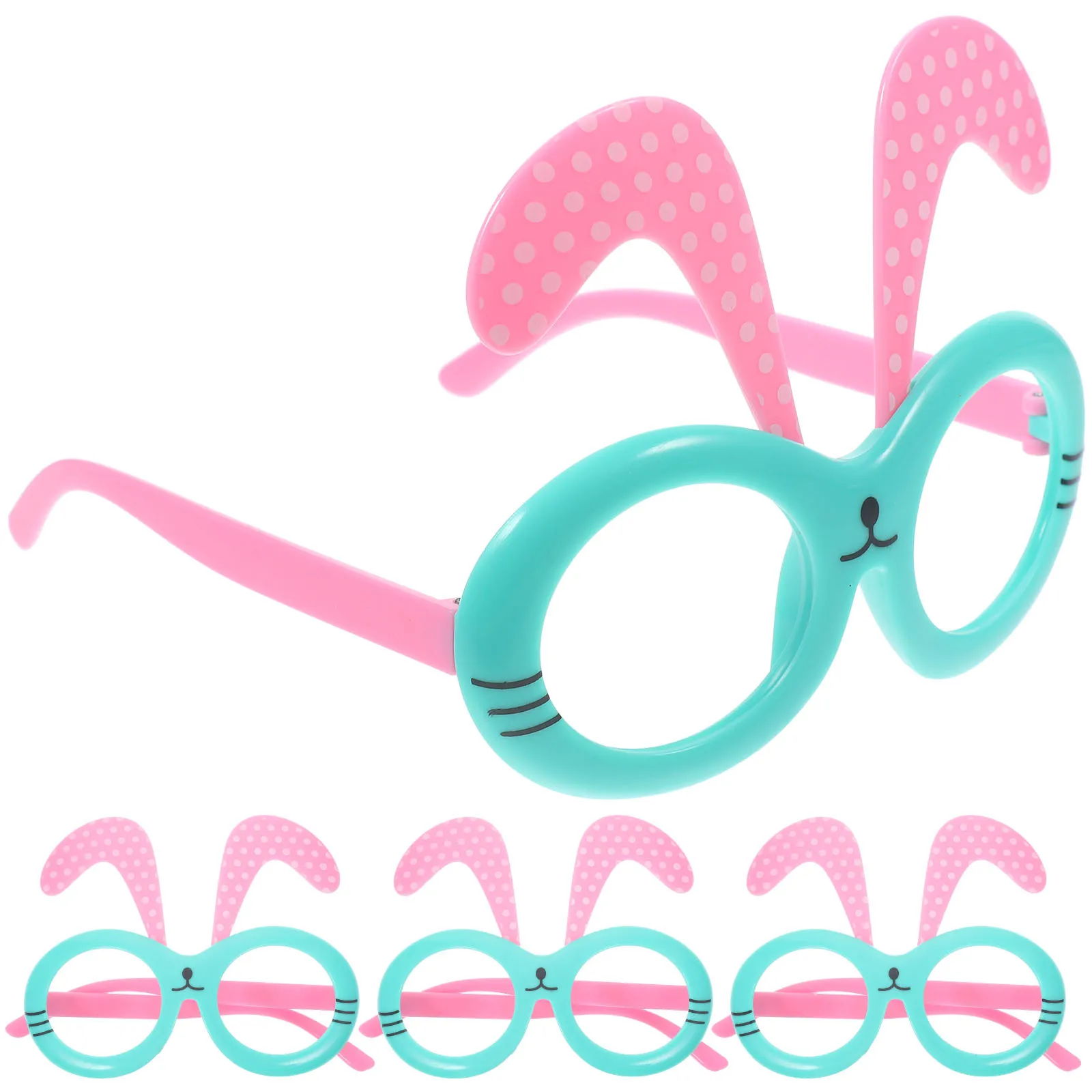 

4Pcs Easter Bunny Ear Glasses Frames ABS Plastic Lightweight One Size Fits Most Kids Easter Party Eyewear Costume Accessories