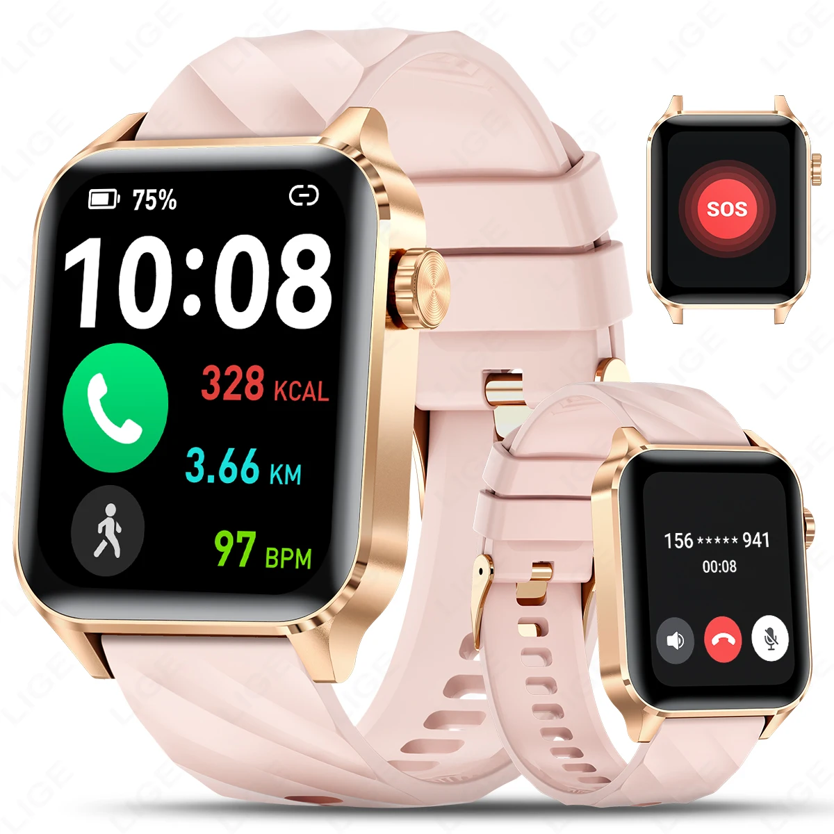 

LIGE 2024 New Smart Watch 1.85" HD Display Bluetooth Call Health Monitoring Pedometer Fitness Waterproof Smartwatchs Men Women