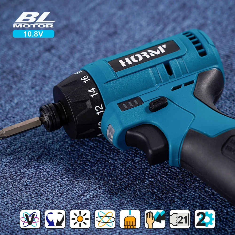 10.8V 35N.m Cordless Electric Screwdriver Dual Speed Brushless Motor 1/4 inch Mini Drill Driver For Makita Battery Power Tool