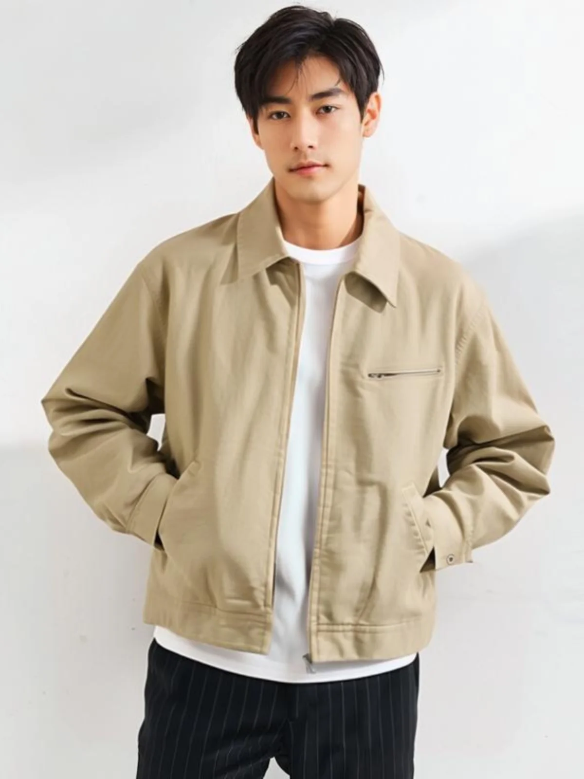 

Новая весенняя мужская повседневная куртка на молнии, свободная универсальная куртка с воротником Detroit Jaet Youth (3) Stand Fit Long Sve Верхняя одежда