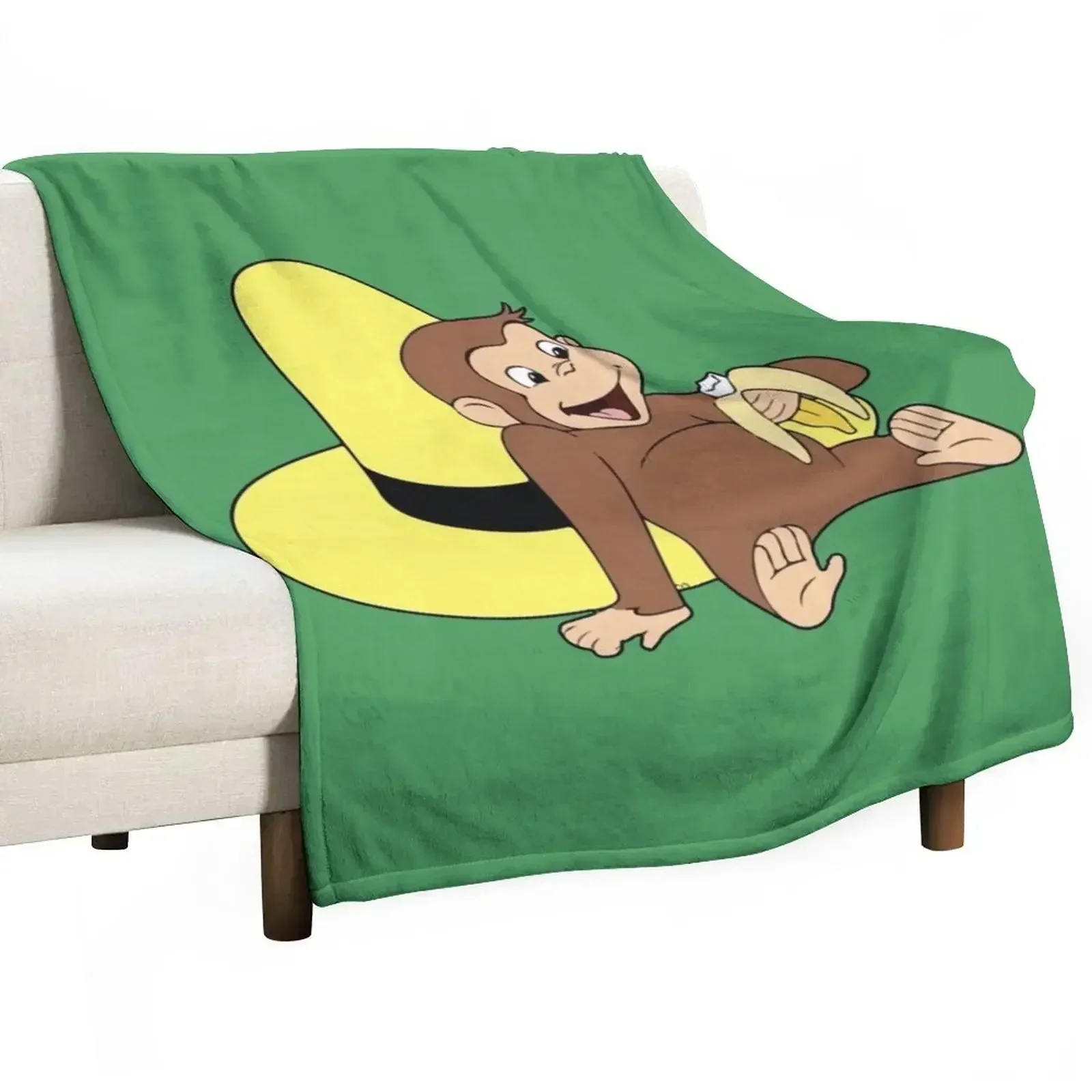 

Curious George and the big yellow hat Throw Blanket Decorative Soft Throw Blanket for Couch Sofa