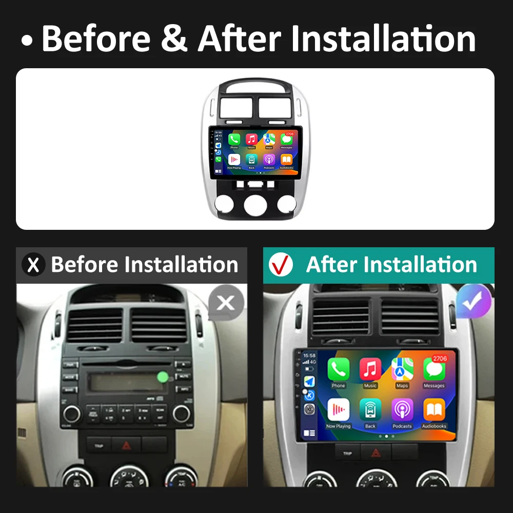 Reproductor Multimedia de Audio para coche, navegación GPS, sistema Android de 9 pulgadas para Kia Cerato 2004 - 2008, pantalla táctil, WiFi, BT, unidad principal 4G