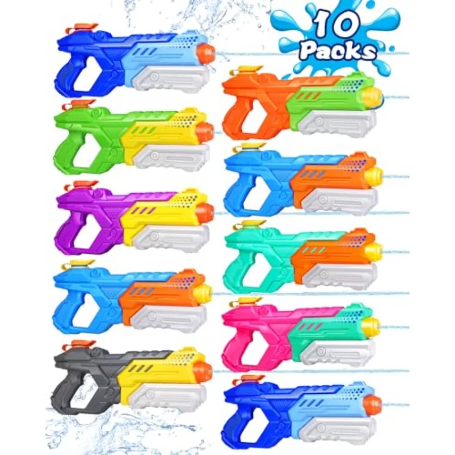 

600cc Water Gun for and Adults - 10 Pack Super Squirt Blasters Soaker with Long Range, High Capacity Pump Action, Summer Swimmi