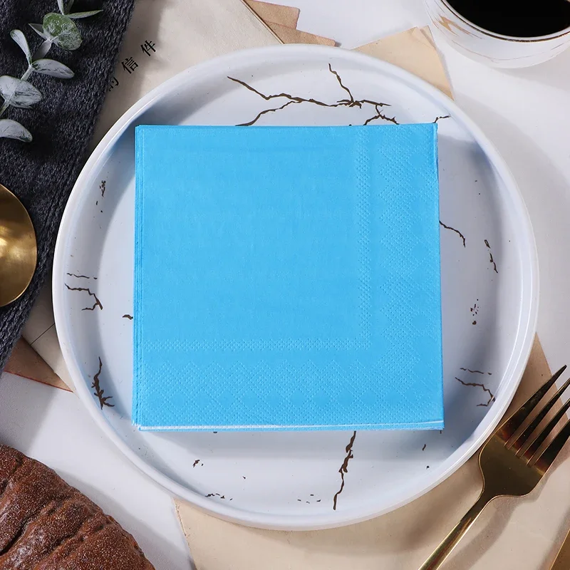 BLANC ateur de couleurs de qualité alimentaire à 2 rôles, napperons en papier de couleur pure, serviettes d'hôtel imprimées, vente en gros, 20 pièces par paquet