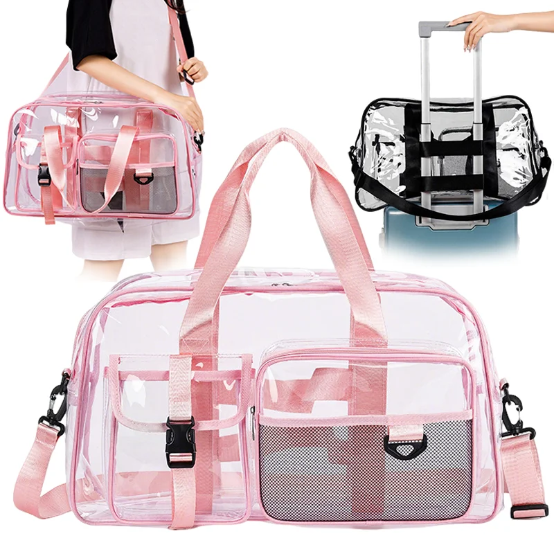 

Transparent Travel Bag Large Capacity Short Trip Handbag Waterproof PVC Swimming Pack Gym Fitness Bags Clear Crossbody Pouch
