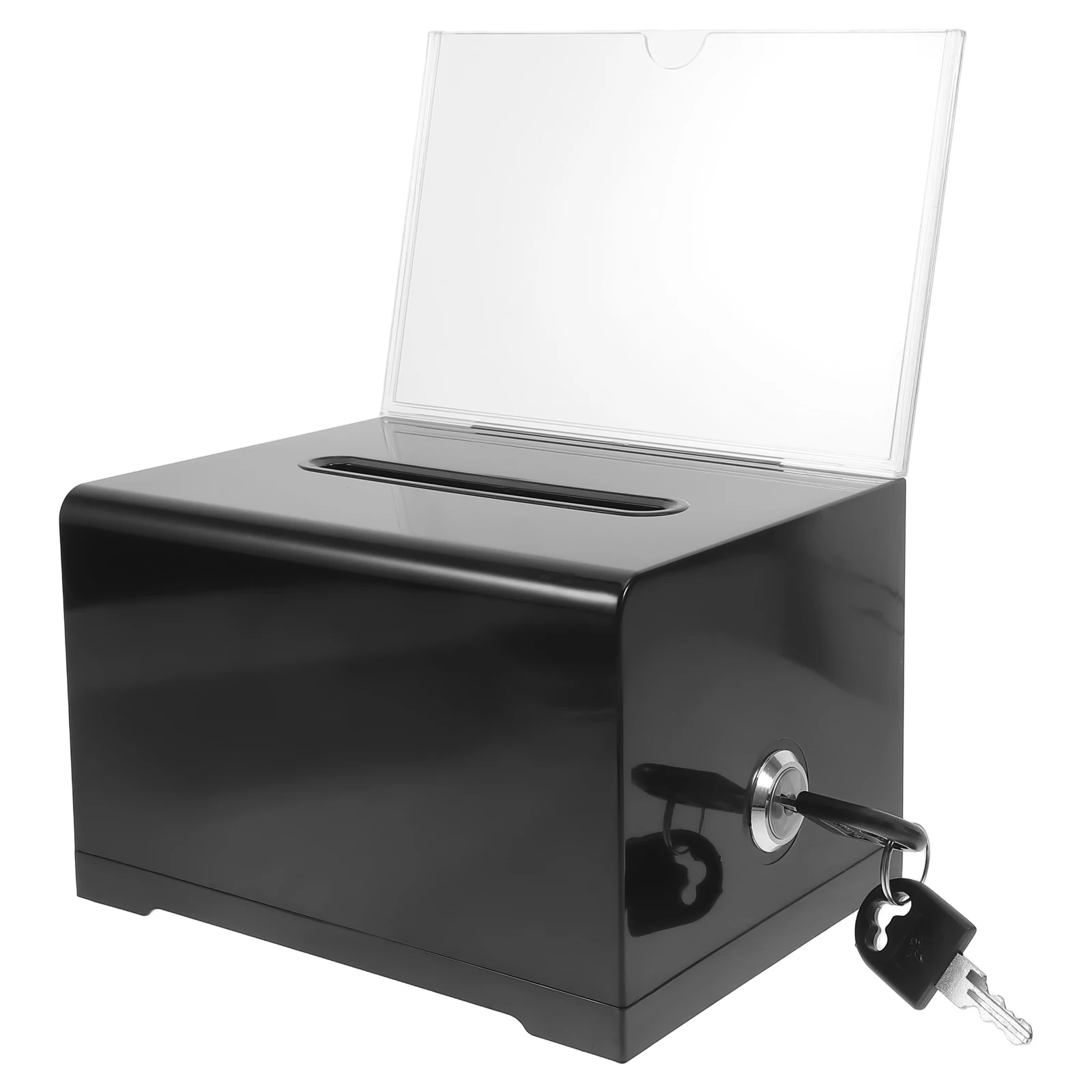 

Clear Donation Box with Lock Acrylic Ballot Box with Sign Holder Suggestion Box Storage Container for Fundraising Collection