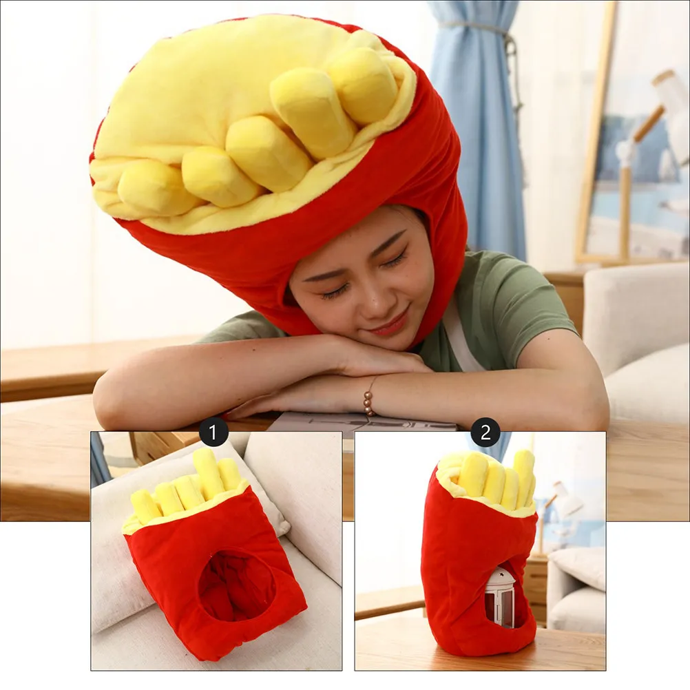 

1 шт. Стильная шапка-картошка фри, красная, мягкая, удобная, для вечеринок, повседневного ношения, фестивалей, косплея, фотосессий, аксессуар