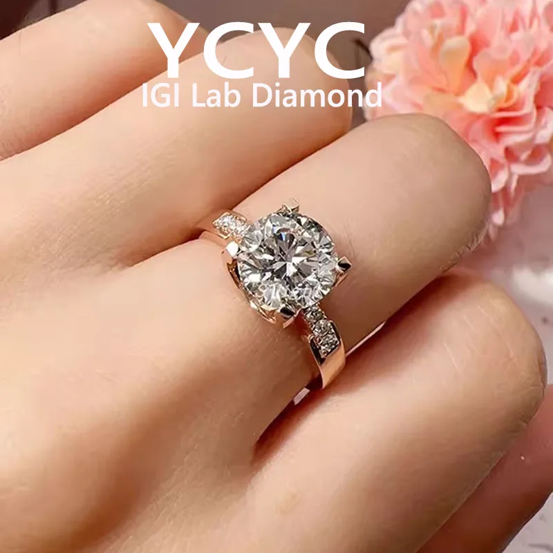 Wedding diamond women's ring Rounddiamond 10K gold cultured diamond Lab synthetic diamond fashion jewelry wholesale customizatio