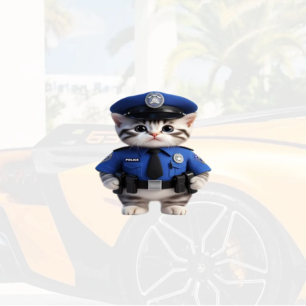 

Adorable Police Cat Car Stickers Cute Cartoon with Blue Uniform & Badge Durable Decals for Cars Motorcycles Notebooks
