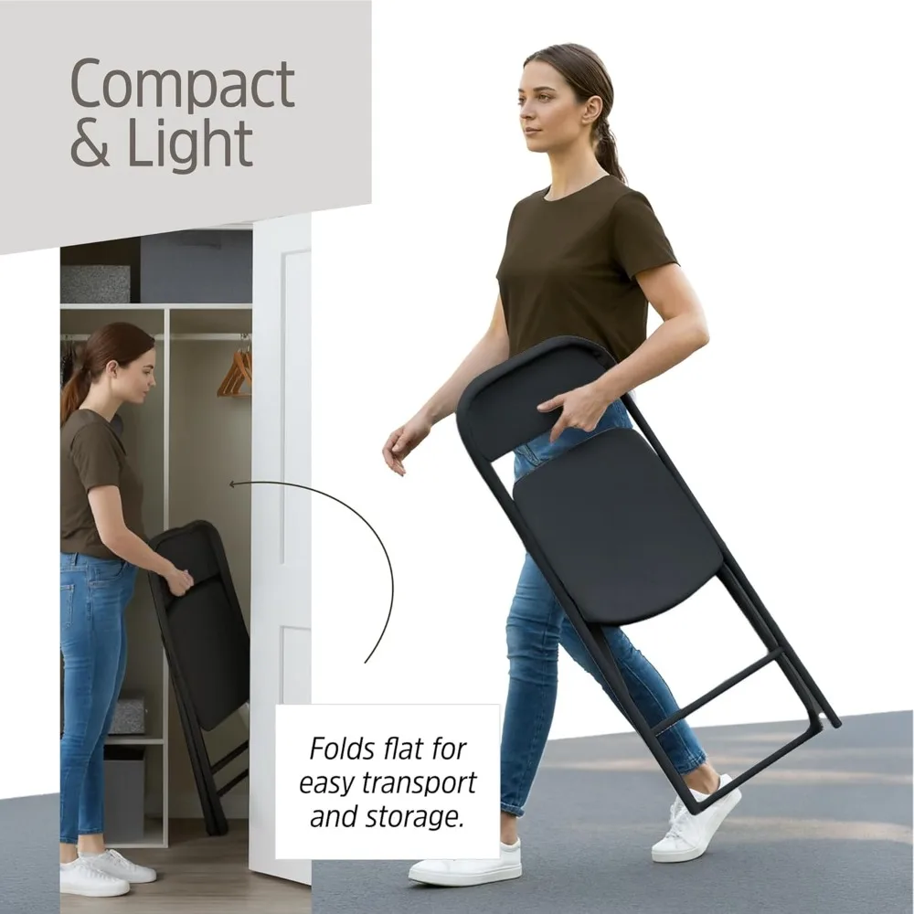 

10 Pack Black Plastic Folding Chairs, Heavy-Duty Steel Frame, Portable Stackable Foldable Chairs with Non-Slip Feet, Customized