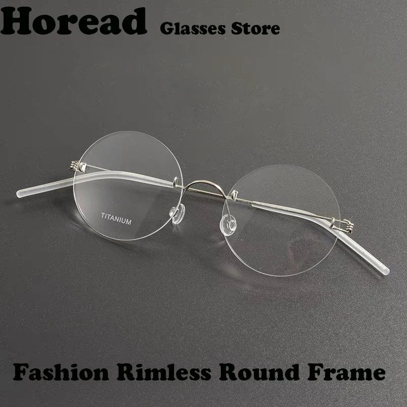 Simple Round Rimless Glasses Frame Men Women Ultralight 6g Brand Designer Personality Eyeglasses Fashion Unique Eyewear