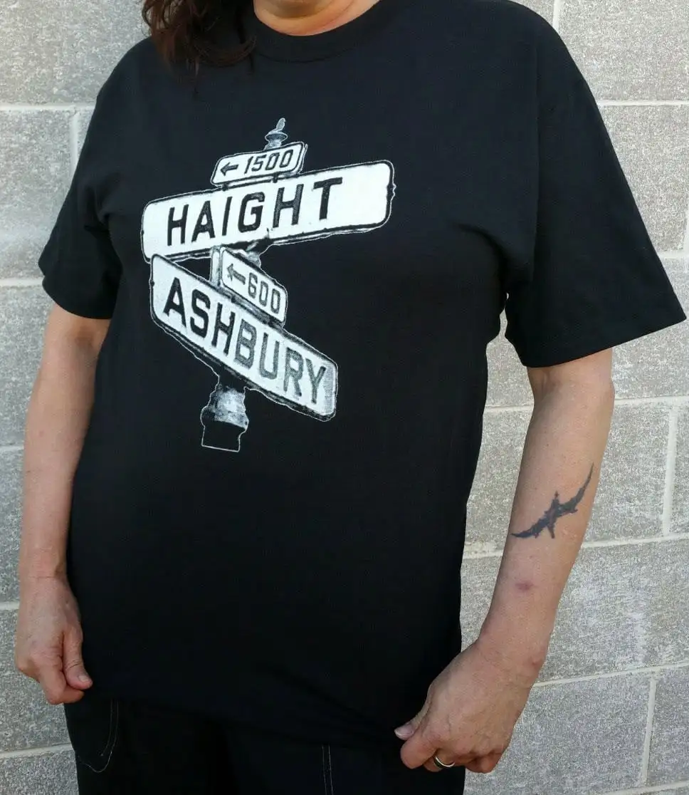 Haight Ashbury Street Sign San Francisco Pre shrunk 100 Cotton Hand Screened T Shirt