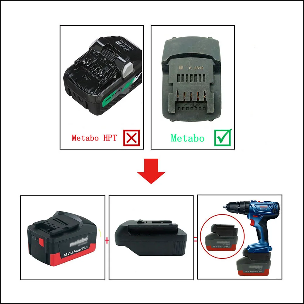Adaptor Baterai untuk Baterai Li-Ion Metabo 18V Ke untuk Bosch 18V BAT Alat Peralatan Lampu Adaptor Baterai Lithium Kualitas Tinggi