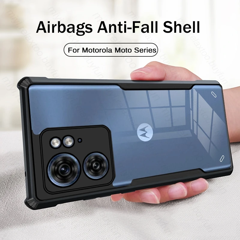 For Motorola Edge40 Edge 40 30 Case Clear Acrylic TPU Soft Frame Back Cover Moto G73 G23 G13 G42 E13 E22s Armor Shockproof Coque