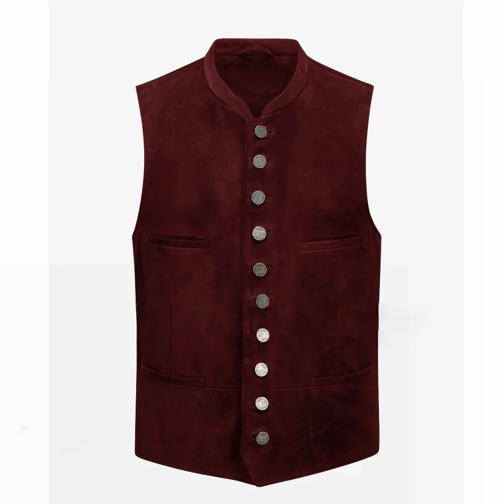 

Elegant Man Vest Suit Steampunk Suede Vest Business Casual Single Breasted Men's Clothing Clothes Suits Mens