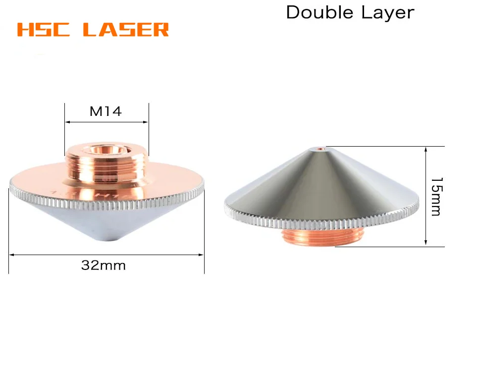 

HSCLASER Raytools Nozzle Single/Double Layer Dia.32mm Caliber 1.0-5.0mm For Fiber Laser Cutting Head