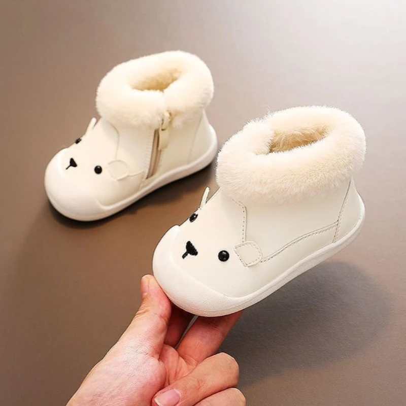 JGSHOWKITO Winter Kids Platform Ankle Boots Cute Outdoor Thermal Boys Girls Plush Boots Warm Soft Flurry Children Short Boots