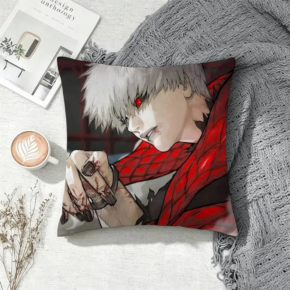 T-Tokyo Ghoul Kaneki Ken  Square Double-Sided Printed Pillow Case Sofa Cushion Cover Bedroom Bedside Decor