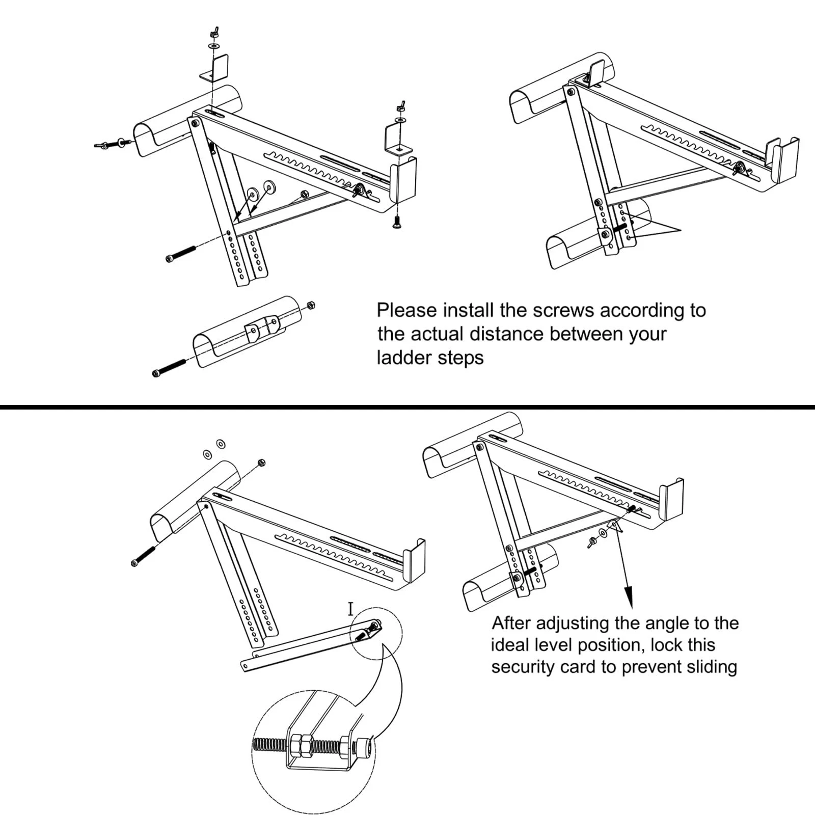 Carga de alta resistência Rolamento Escada, Tripé, Bracket Jacks, adequado para plataformas de até 20 "de largura, 2pcs