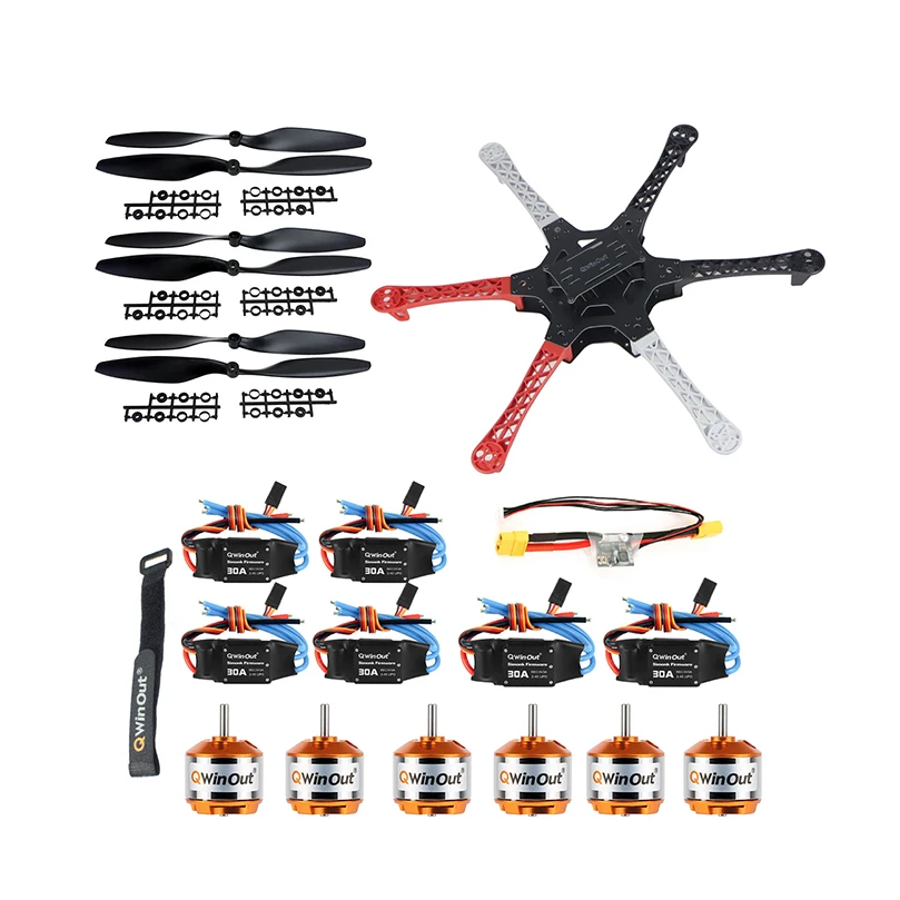 F550 6-Axle RC Hexacopter Drone Kit A2212 1000KV CW CCW Brushless Motor 1045 CW CCW Propellers Simonk Firmware 30A ESC DIY Kit