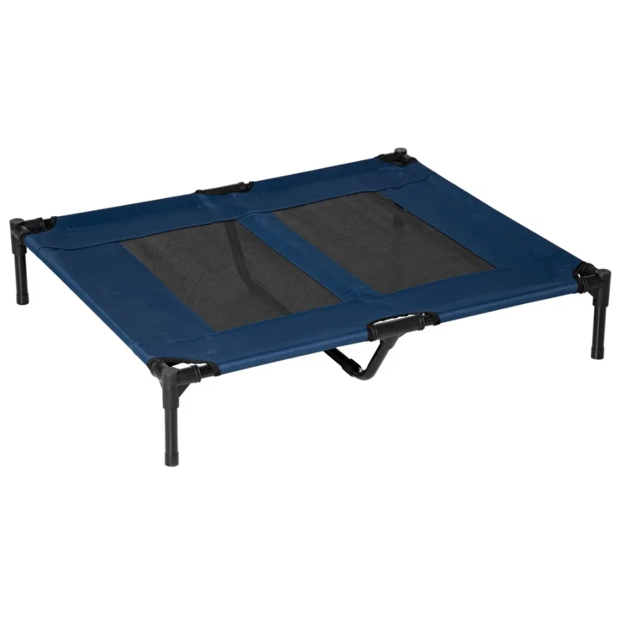 

PawHut 36 x 30 Elevated Cooling Summer Dog Cot Pet Bed With Mesh Ventilation Blue