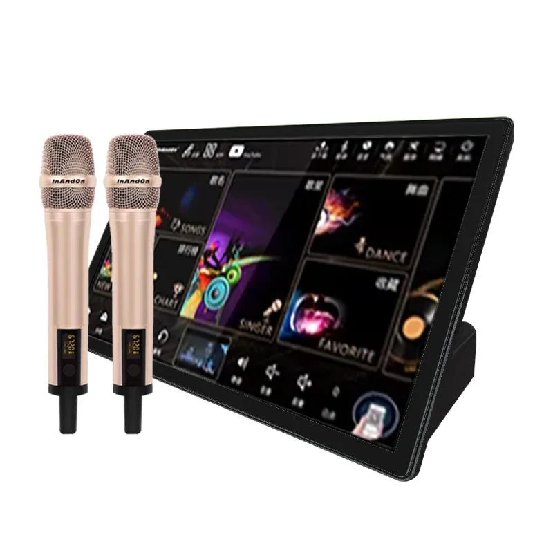 Entertainment Karaoke Machine 4in1 Hot Sale Karaoke System KTV 19 Inch 4TB Karaoke Player With Wireless Microphone