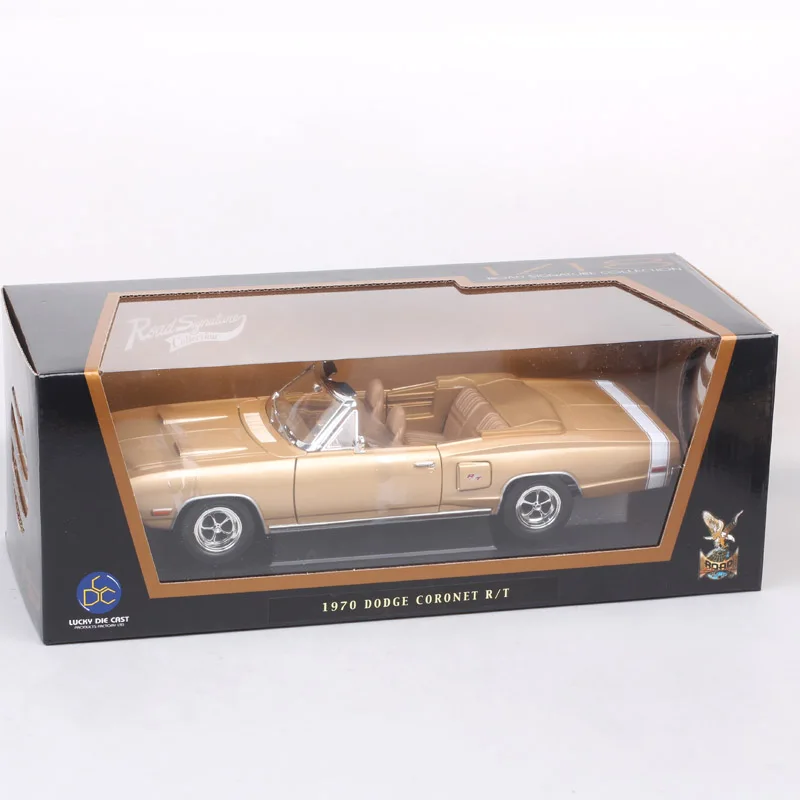 Yatming 1:18 Scale Large Classic 1970 Dodge Coronet R/T Convertible Automobile Metal Diecast Model Vehicle Car Toy Golden Gift