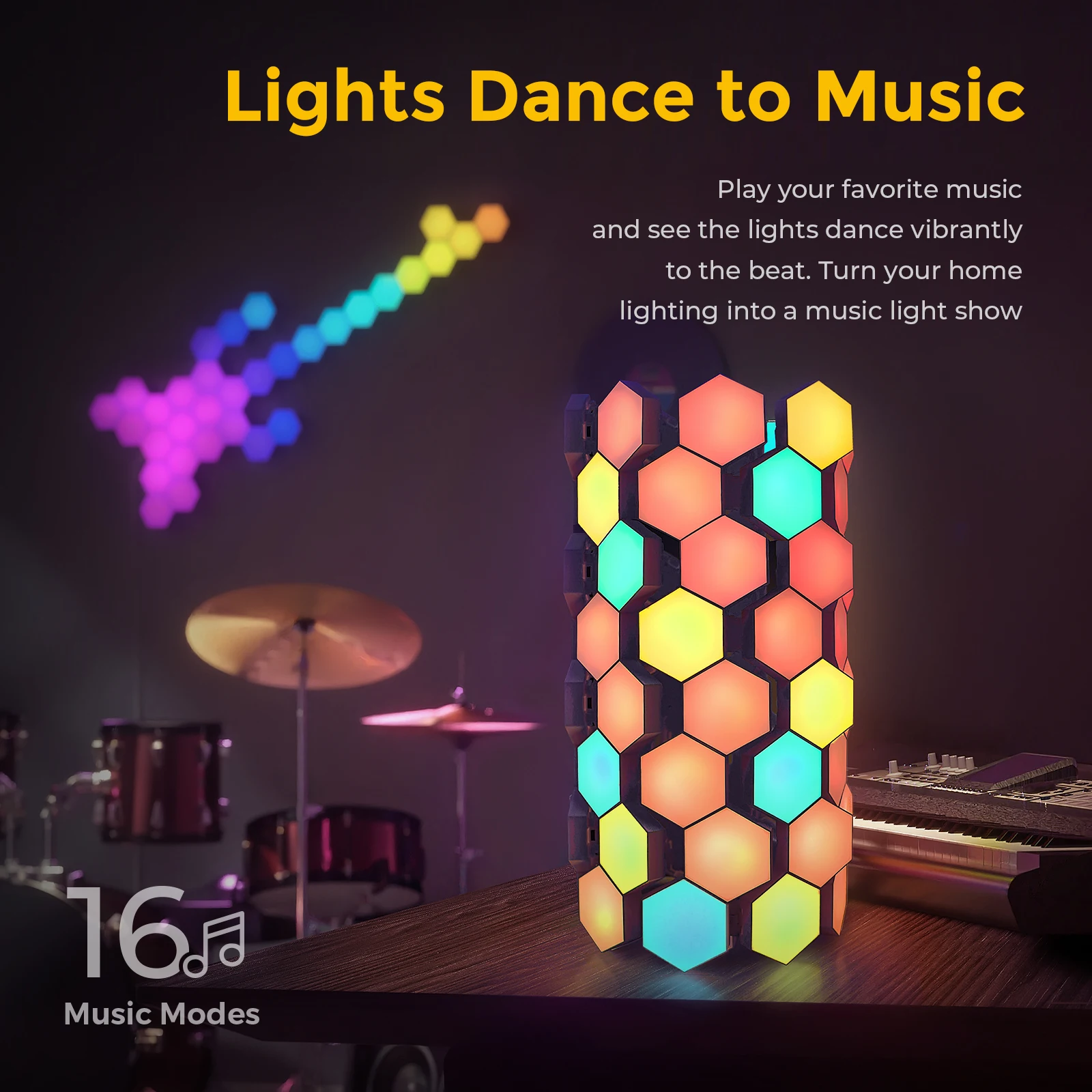 Smart Home 3D Cylindrical Creative DIY Quantum Honeycomb Modular RGB Hexagonal Led Gaming Light