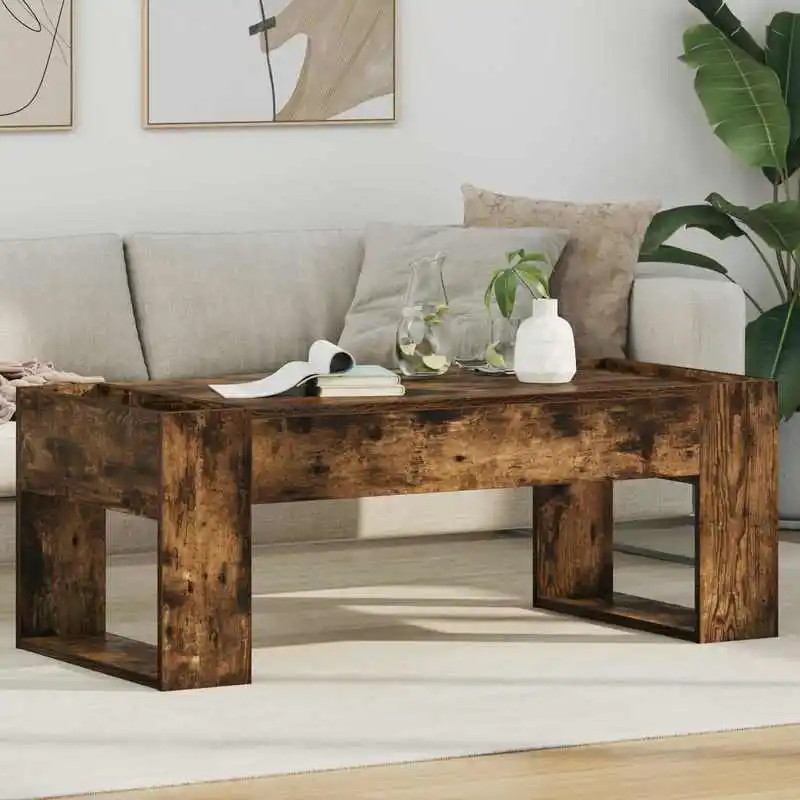 Table basse pour salon – Table d'appoint rectangulaire moderne en bois composite, au design minimaliste et à la surface pratique