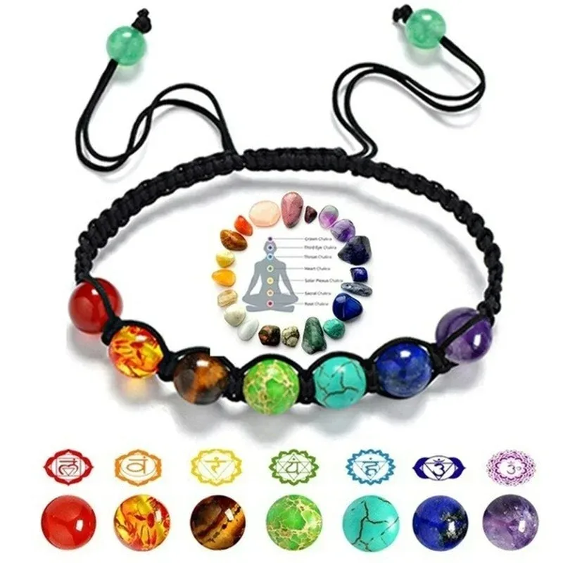 

Top Plaza 7 Chakra Treatment Crystal Bracelet Yoga Stone Adjustable Beads Bracelet Meditation Relaxation Anxiety Women's Bracele