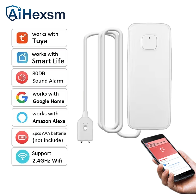 

WiFi 80DB Sound Tuya Smart Water Leak Sensor Liquid Leakage Alarm Overflow Level Detector Flood Protection Smart Life APP