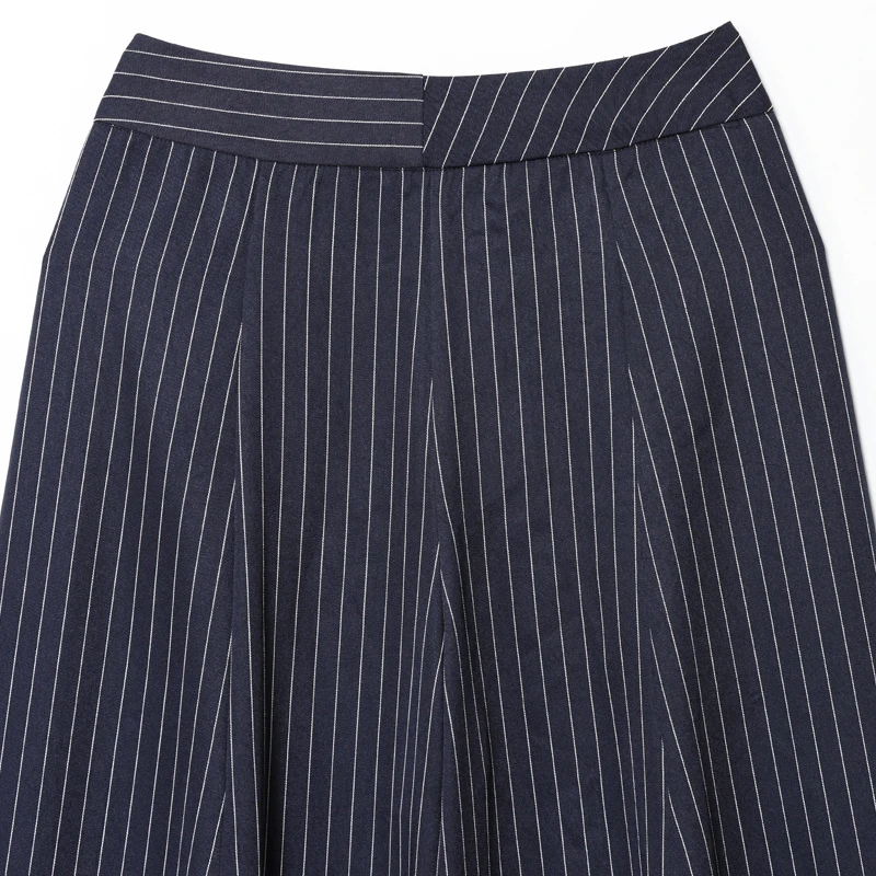HXAO Gestreifte Plissierte Hose für Damen, Herbst 2025, Weite Beine, Hohe Taille, Lässige Oversize-Hose, Haremshose – Detail 9