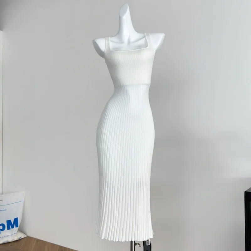 2025 wysokiej jakości moda damska dzianina długa sukienka nowa letnia szczupła sweter sukienki wieczorowe kamizelki midi szata odzież damska