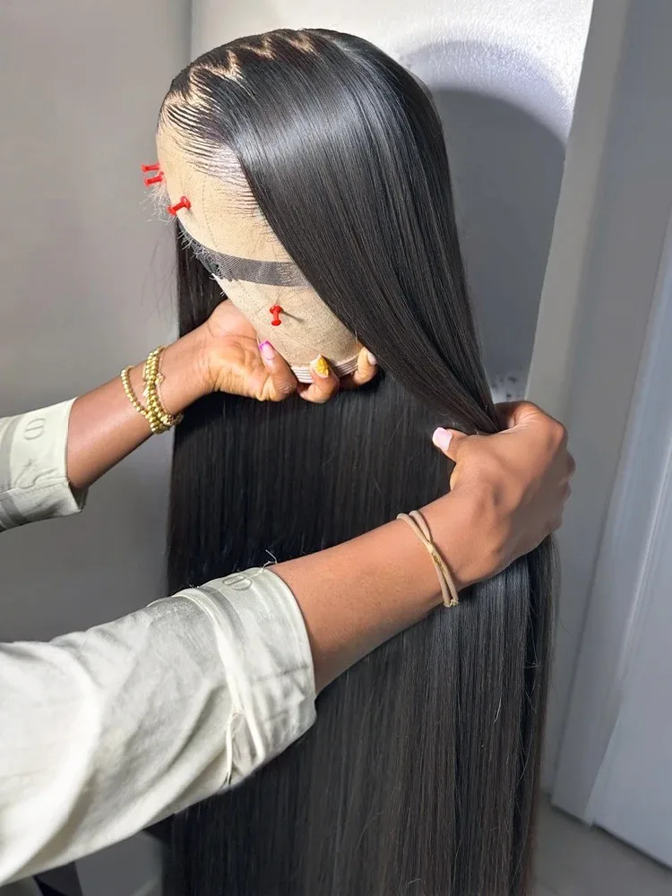 

30 34 Inch Bone Straight Human Hair Wigs 13x6 HD Lace Front Brazilian 100% Raw Black Wig 13x4 Transparent Lace Frontal Remy 200%