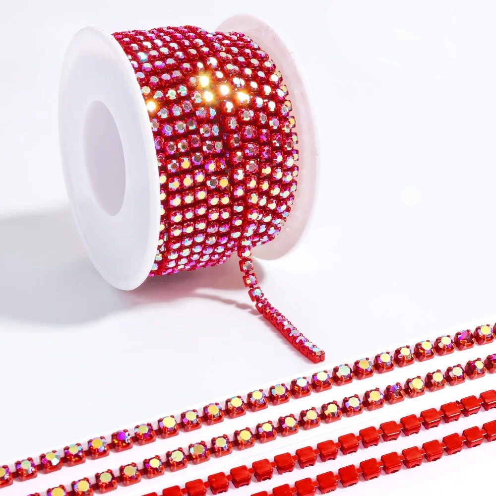 10yard/Roll 2/3MM Steentjes Trim Klauw Kristal AB Glitter Ketting Strass Glas Genaaid Strass Versieringen kleding Decoraties